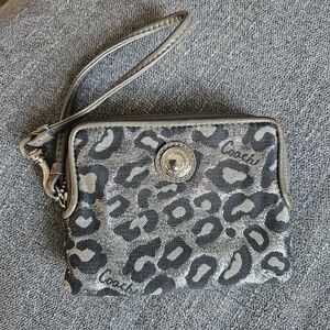 Coach Gray Leopard Print Wristlet